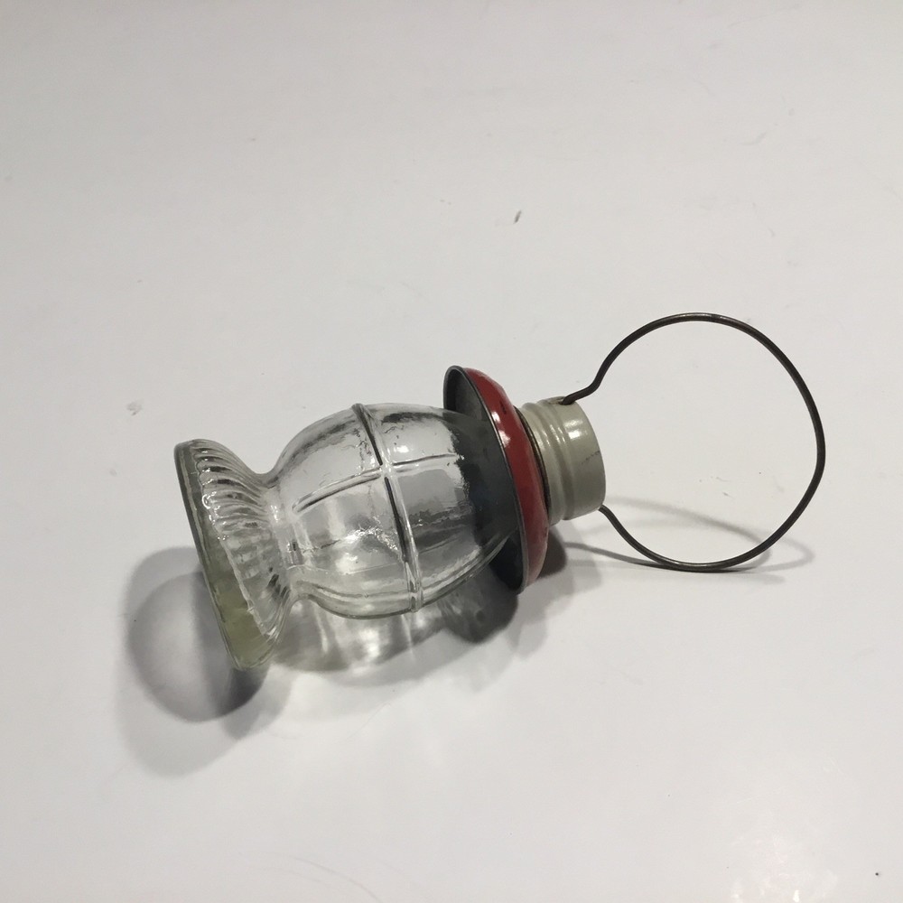VTG Lantern Ribbed Base Glass Candy Container Slough.