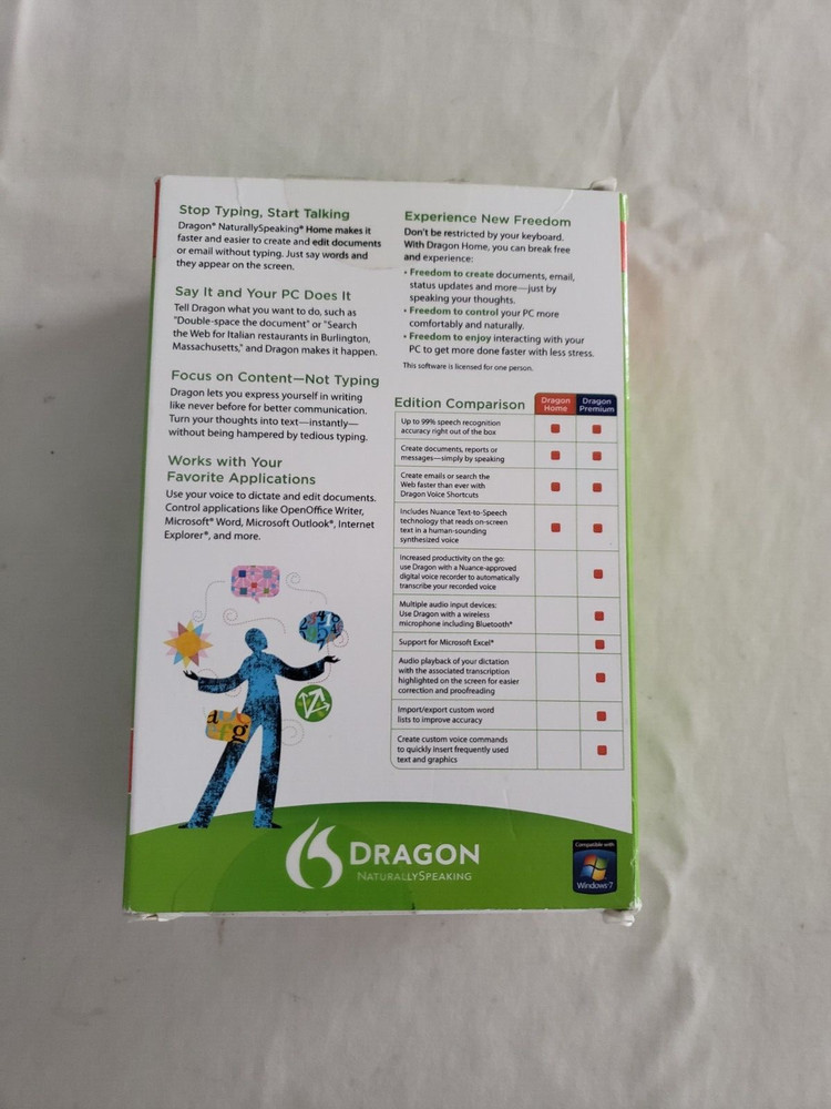 Dragon Naturally Speaking Home Version 11 Speech Recognition Software Microphone