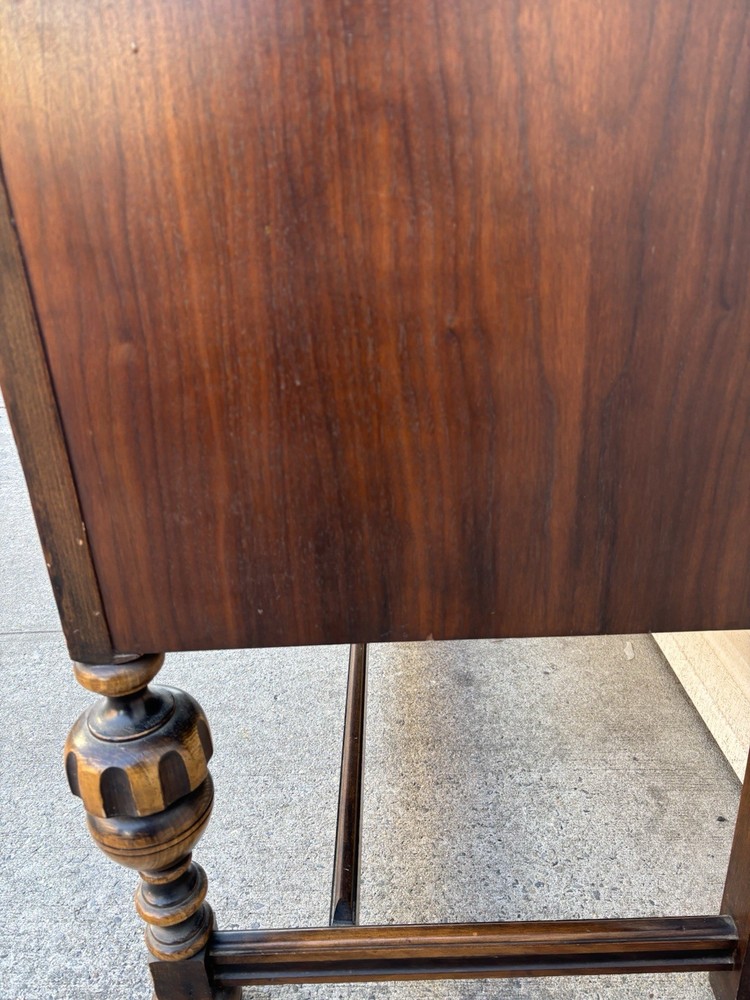 Antique Walnut Jacobean Revival Sideboard Buffet Server Console Cabinet