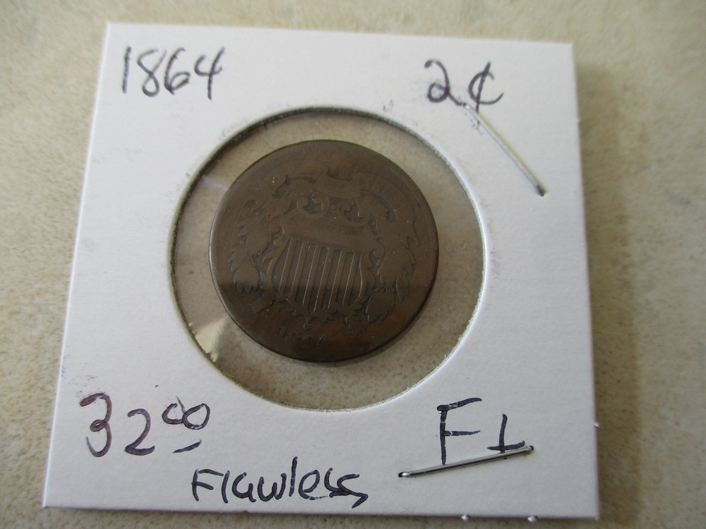 1864 2 Cent piece, nice midgrade bwon coin, defect free! $24