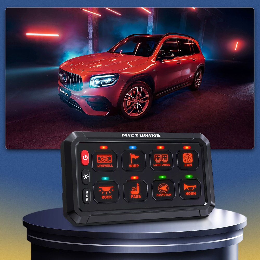 MICTUNING 8 Gang RGB LED Switch Panel Multifunction Circuit Control Relay System