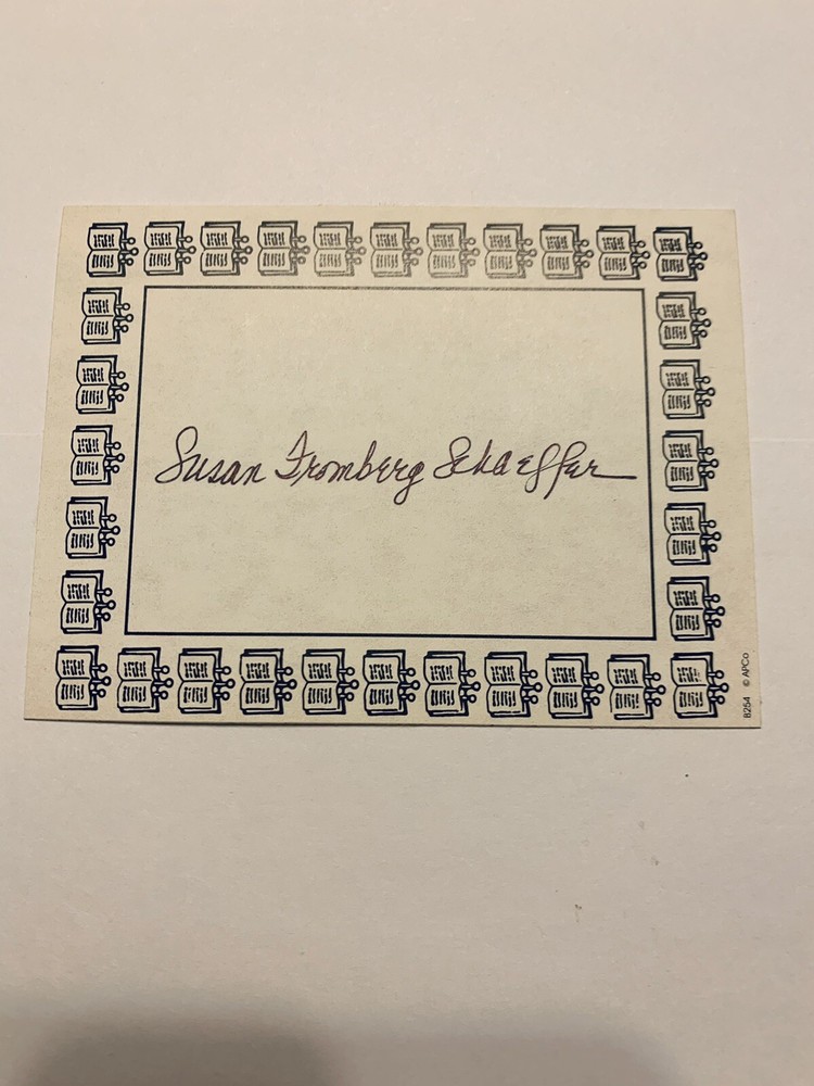 Susan Fromberg Schaeffer Author Signed Bookplate Autographed New