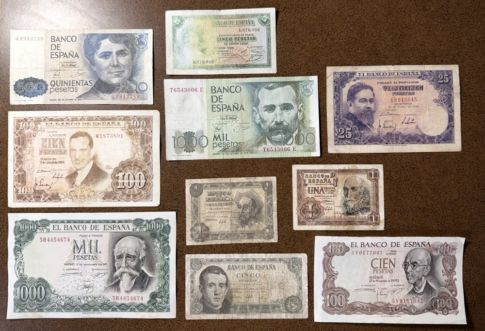 Spain 10 Note Set 1920-1980
