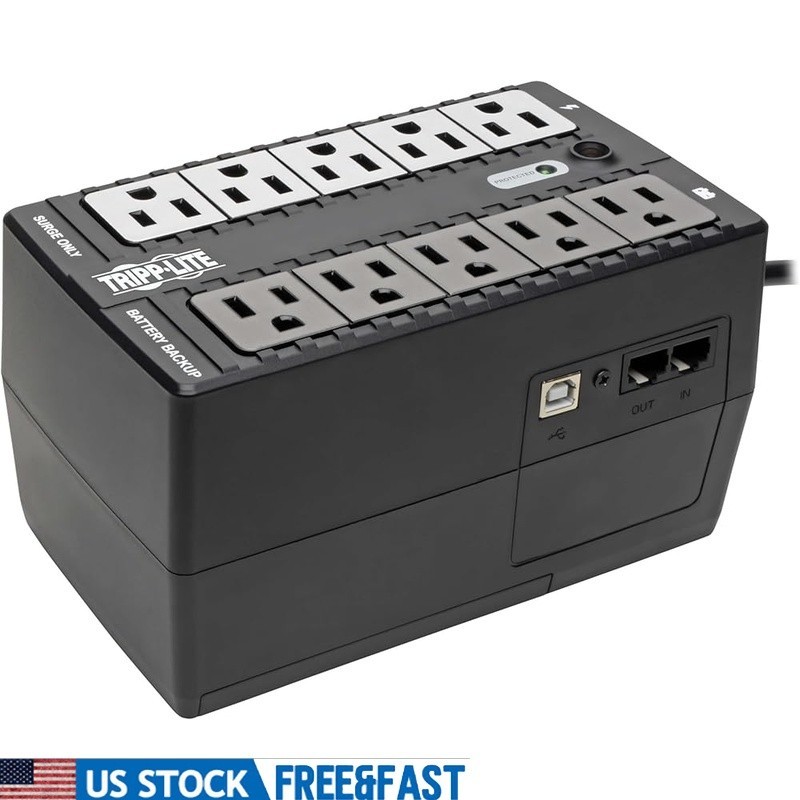 Small UPS Battery Backup & Surge Protector, 550VA / 300W, 10 Outlets