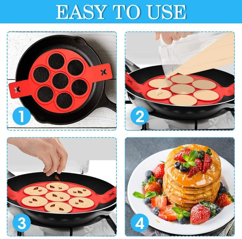 7 Holes Silicone Mold Pancake Maker Nonstick Egg Ring Maker Kitchen Accessories