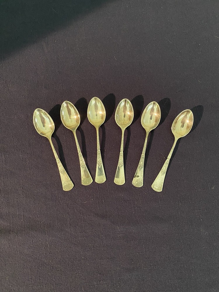Set of 6 Reed Barton Silverplate Demitasse Spoons UNIQUE Pattern 1879