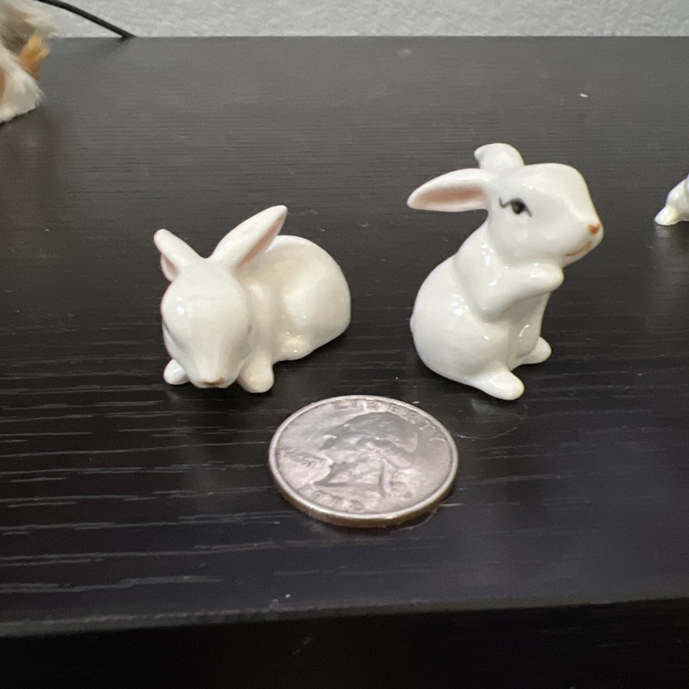 Lot of 5 Vintage White Mini Ceramic Easter Figurines