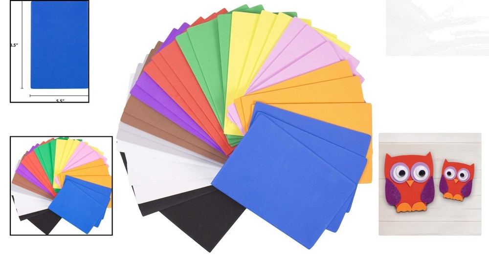 30 Pack of Colorful Foam Craft Sheets - Assorted Rainbow for Kids Projects