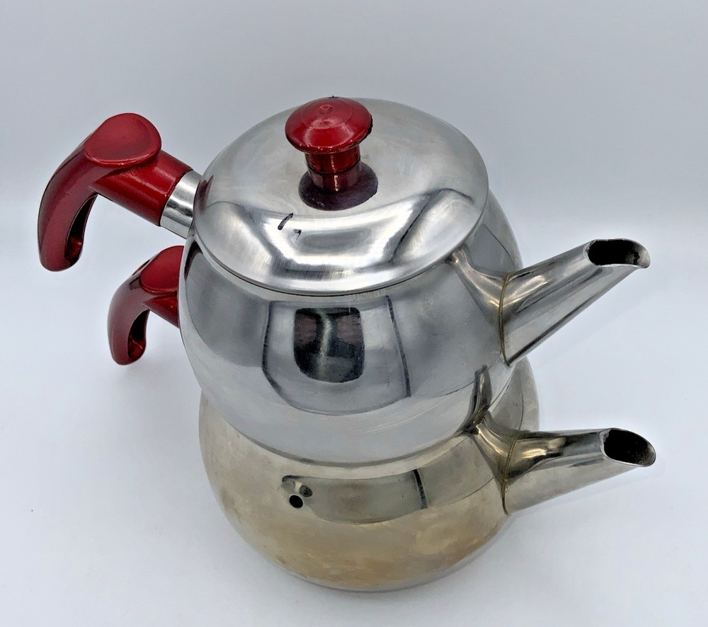 Cappy Tea For One Silver Red Made In Turkey