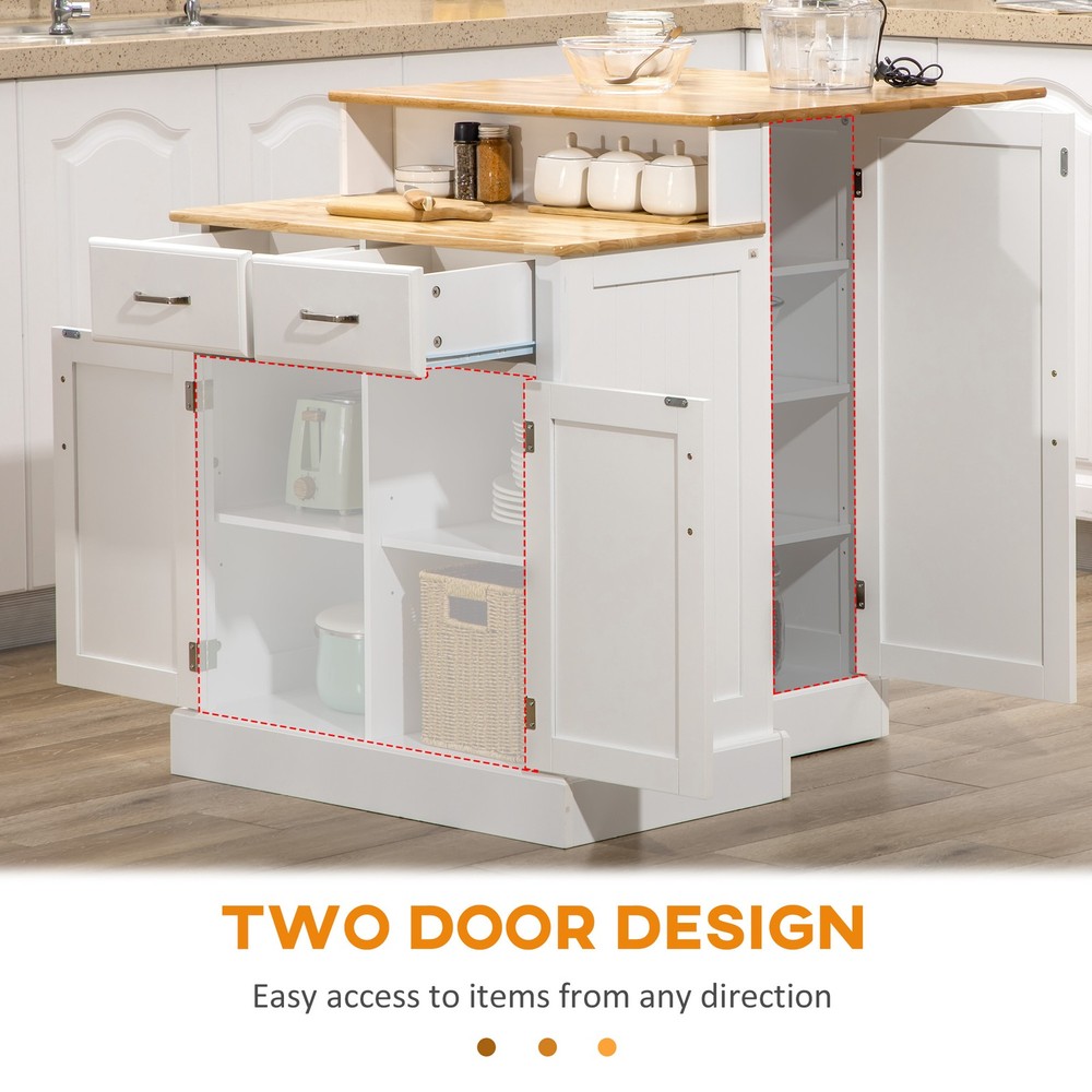 Kitchen Island Sideboard Buffet with Storage Shelves 2-Layer Countertop Drawers