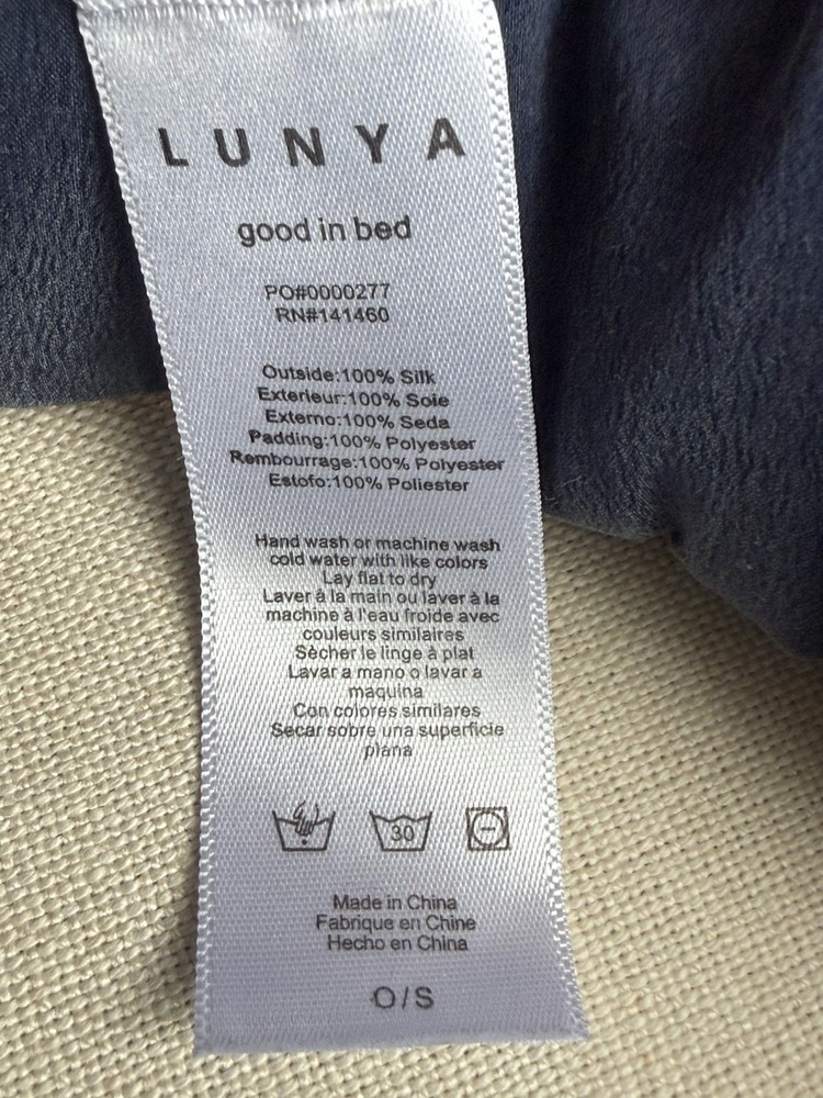 Lunya Washable Silk Eye Mask One Size Blue 100% Silk