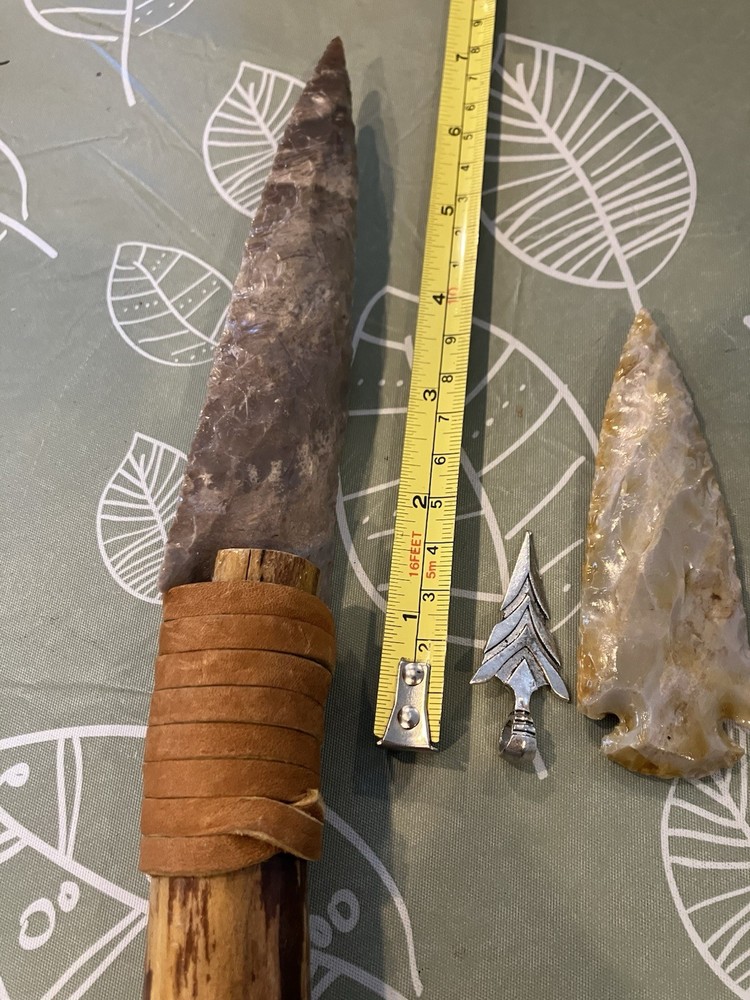 Handmade 13" Flint Knapped Stone Knife Handle Primitive Style,EXTRAS
