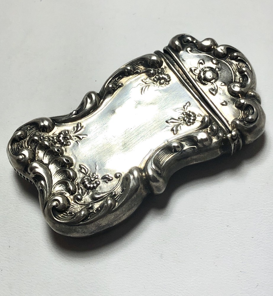 Match Safe Sterling Silver Victorian Antique Repousse Monogrammed
