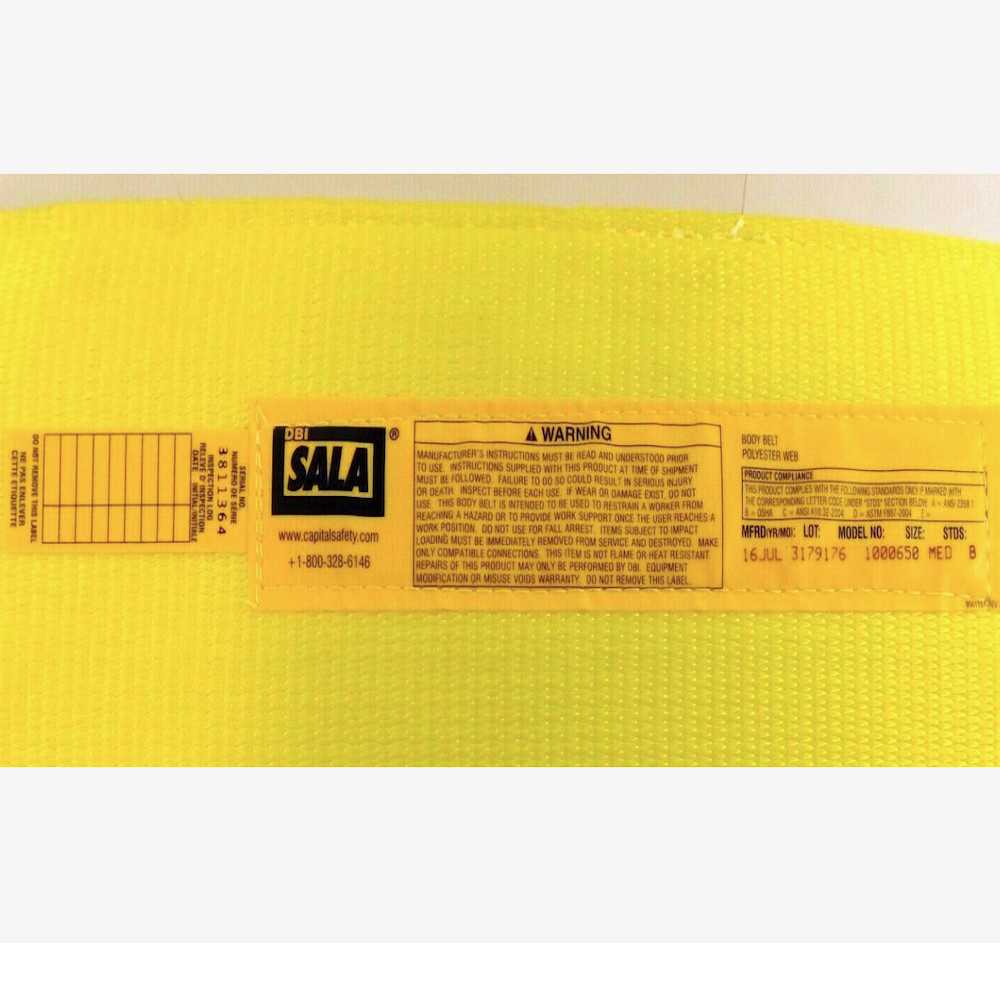 DBI Sala 1000650 Size Medium Yellow Monkey Board/Derrick Belt