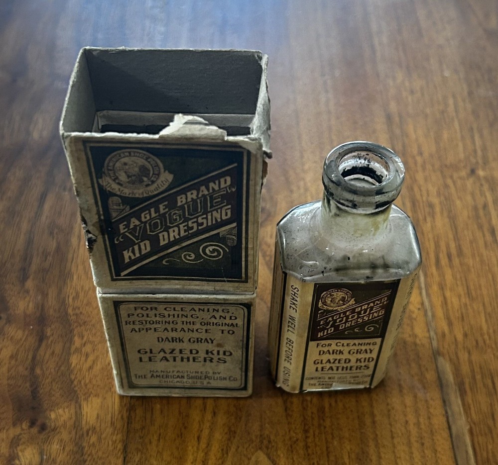 Vintage Eagle Brand Vogue DRESSING BOTTLE W/ BOX Leather Preserver