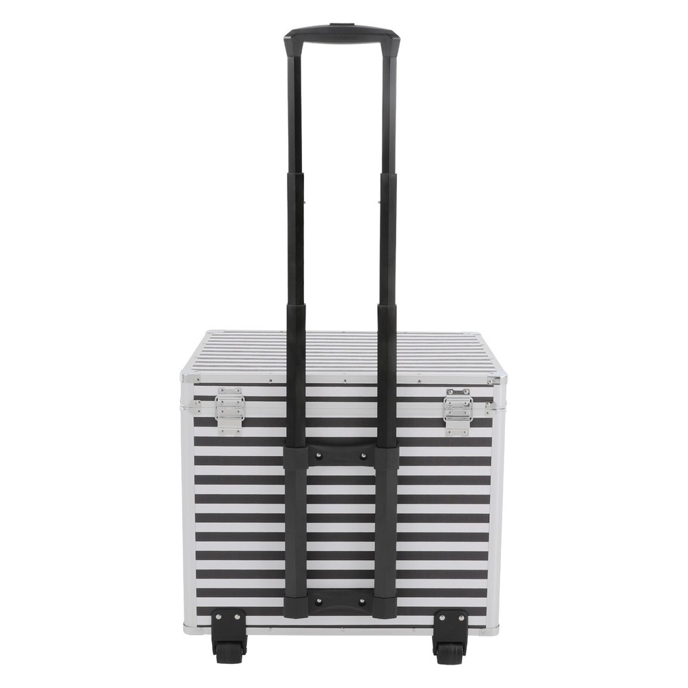 Striped style Rolling File Storage Case, Lockable File Box with Telescopic Pole