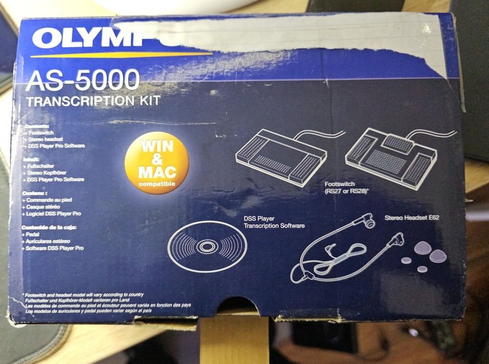 Olympus AS-5000 Transcription Kit Footswitch & Controller| Win & Mac Compatible