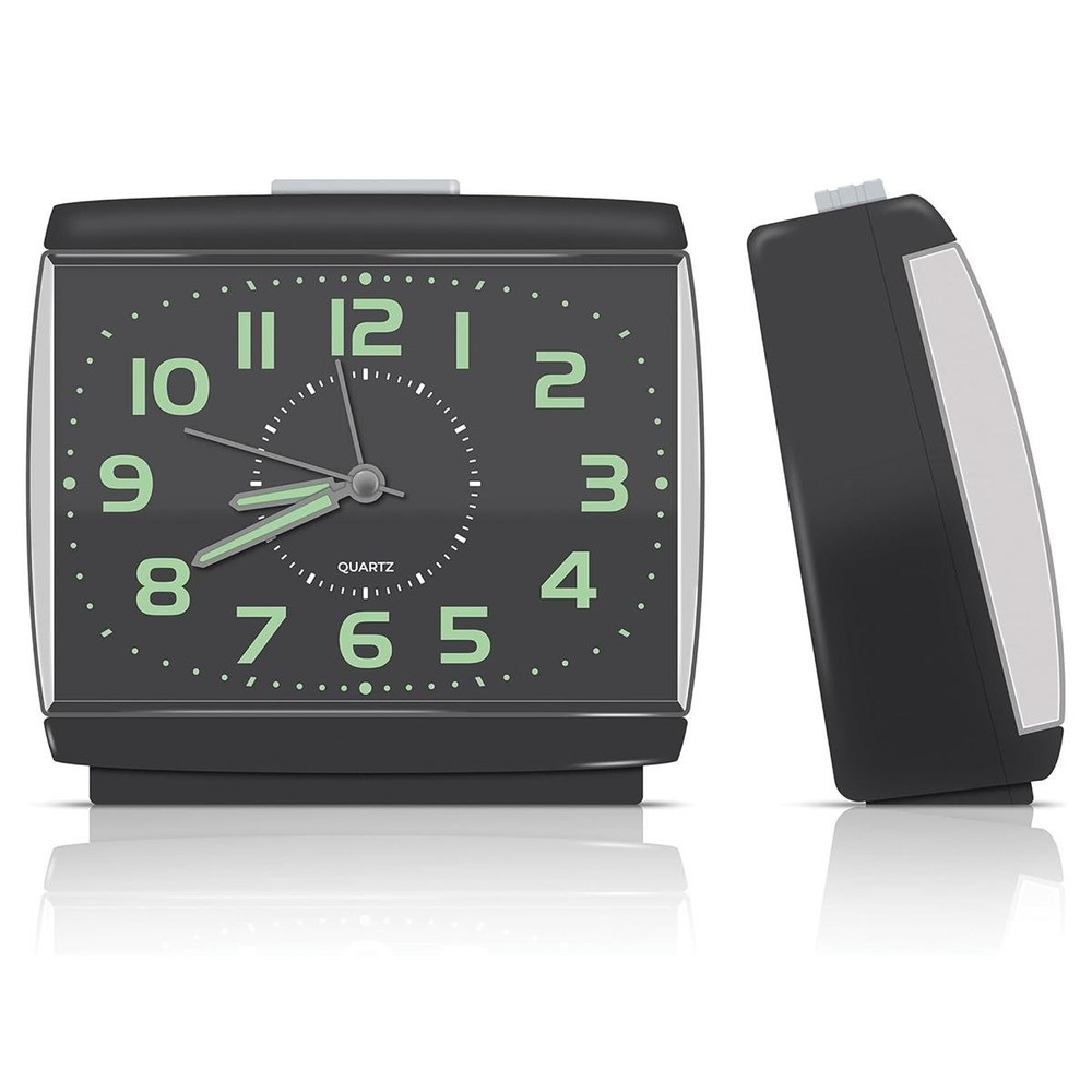 Square Plastic Alarm Clock with Large Luminous Digits Silent for Bedroom
