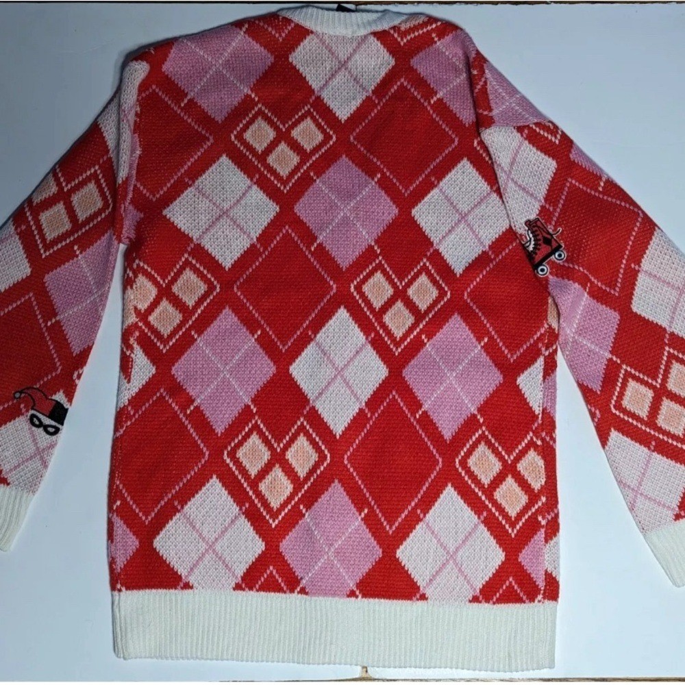 DC Comics Harley Quinn Diamond Cardigan Small Oversized Fit