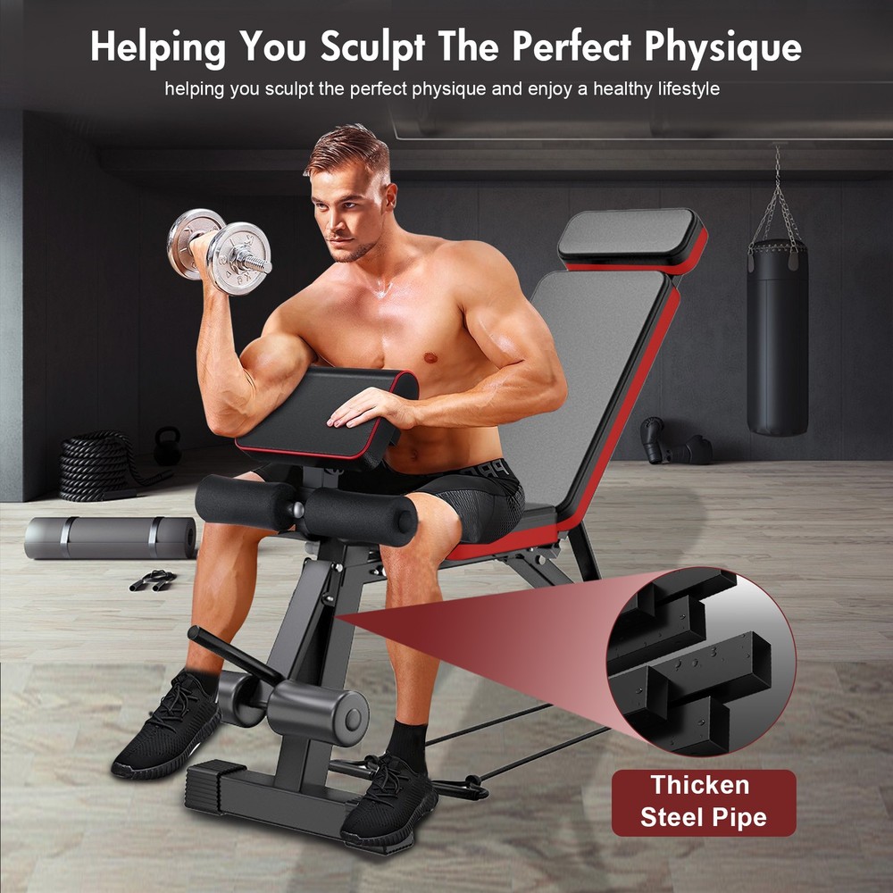 770LBS Adjustable Foldable Weight Bench Home Gym Strength Training Workout Bench