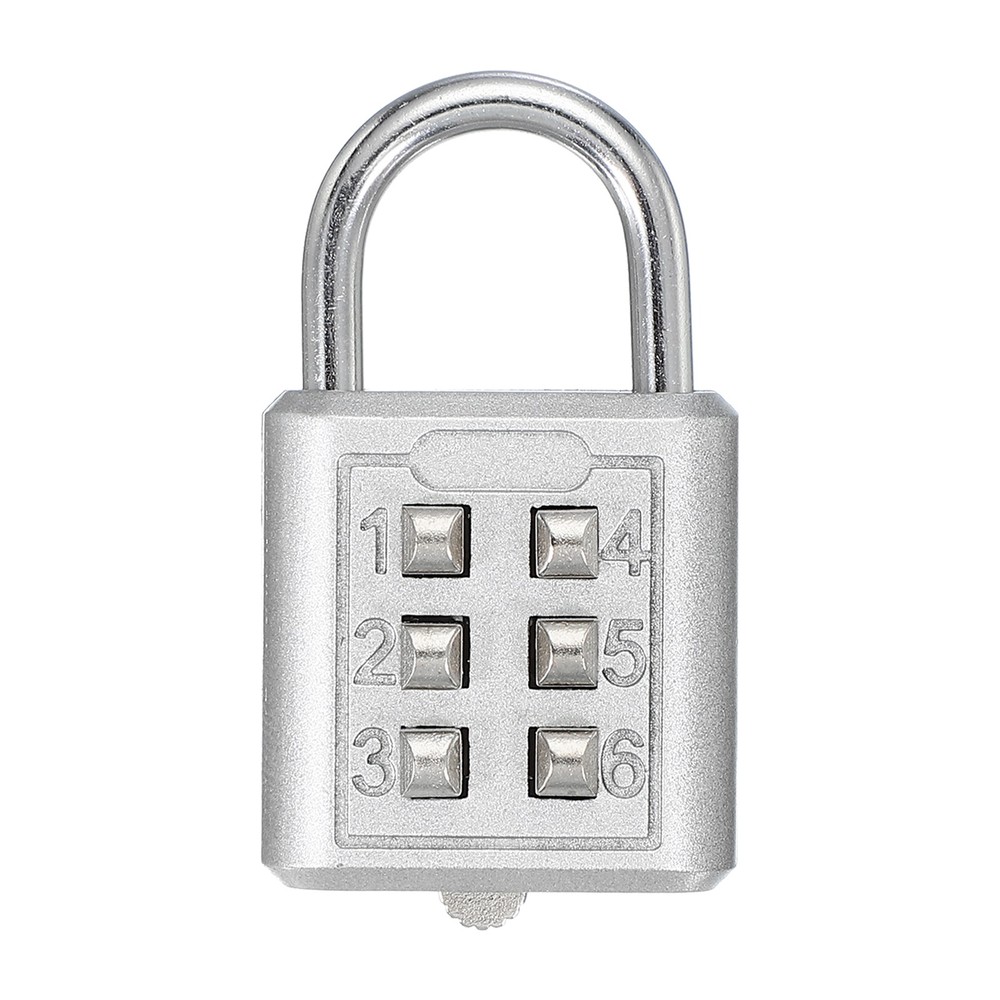 Push Button Combination Padlock 6-Digit 3-Position Lock Silver