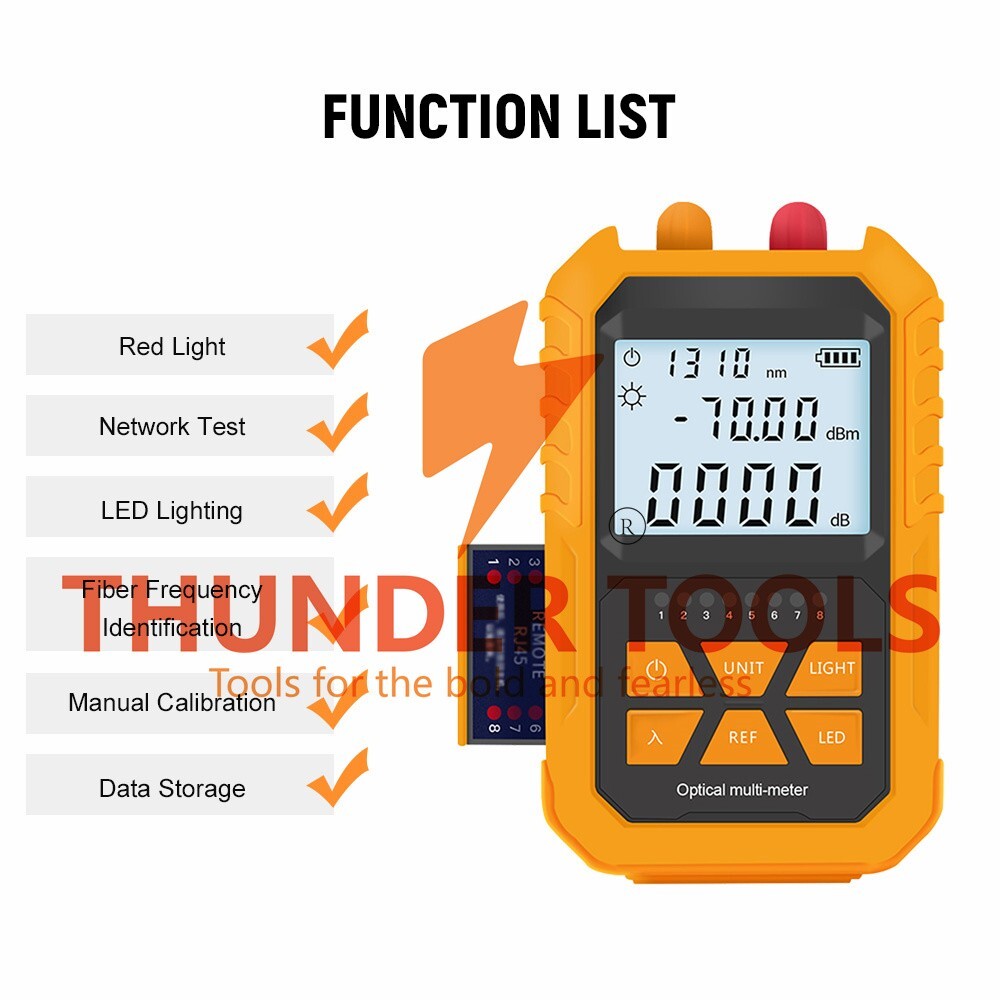 Thunder Tools Handheld Optical Power Meter with 5km Red Light -70~+6dBm