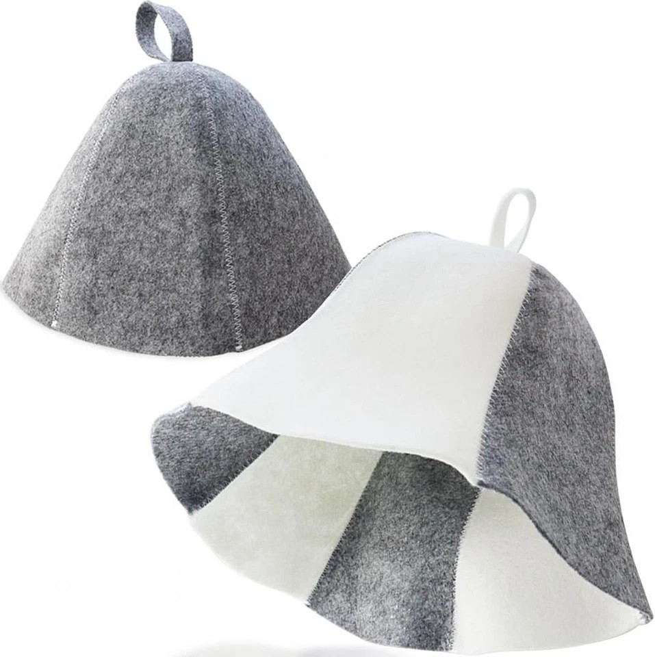 2 Pack Sauna Hat Polished Wool Hat for Sauna Wool Cap for Sauna Banya Bath Ho...