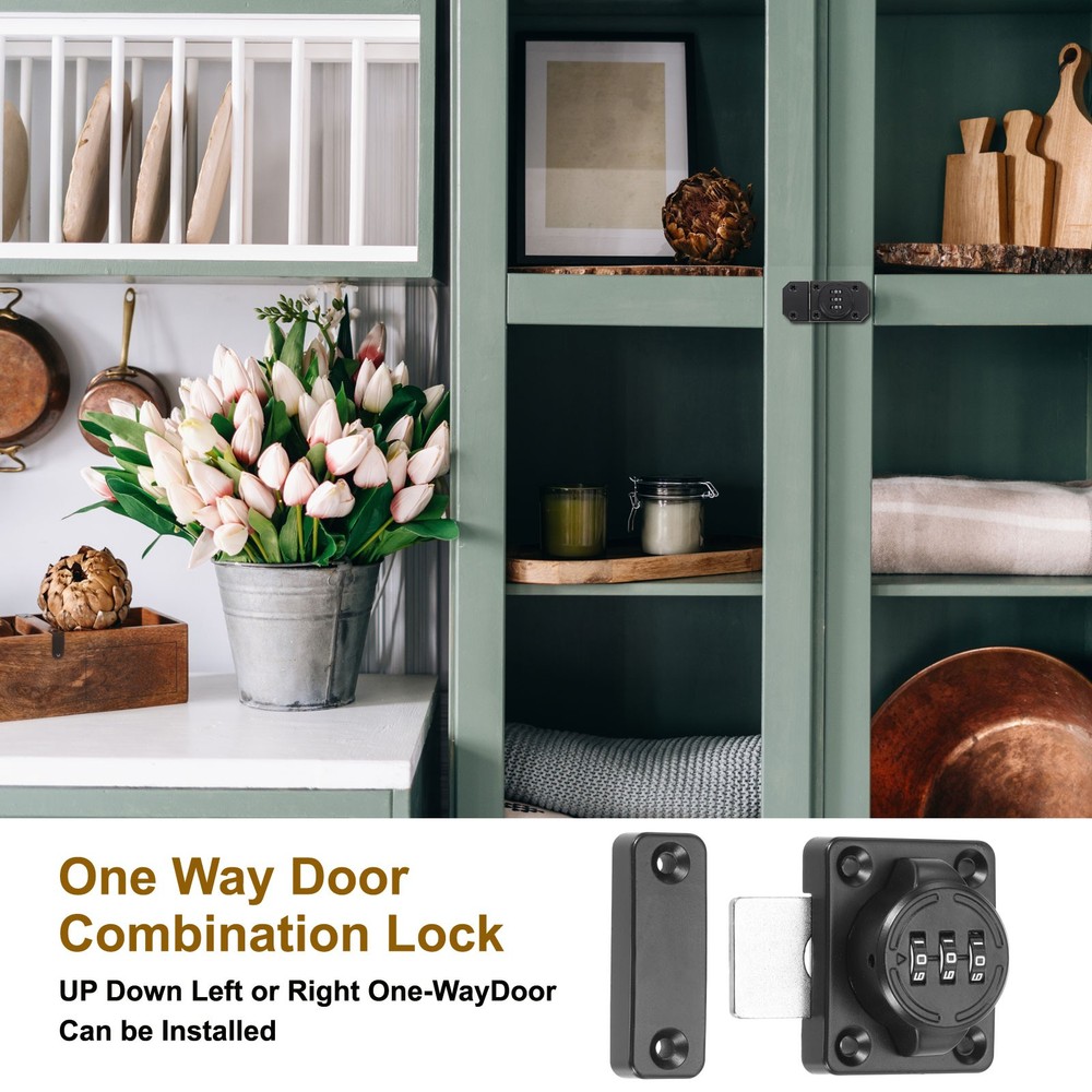 2 Pcs Combination Cabinet Latch Keyless Password Lock Black