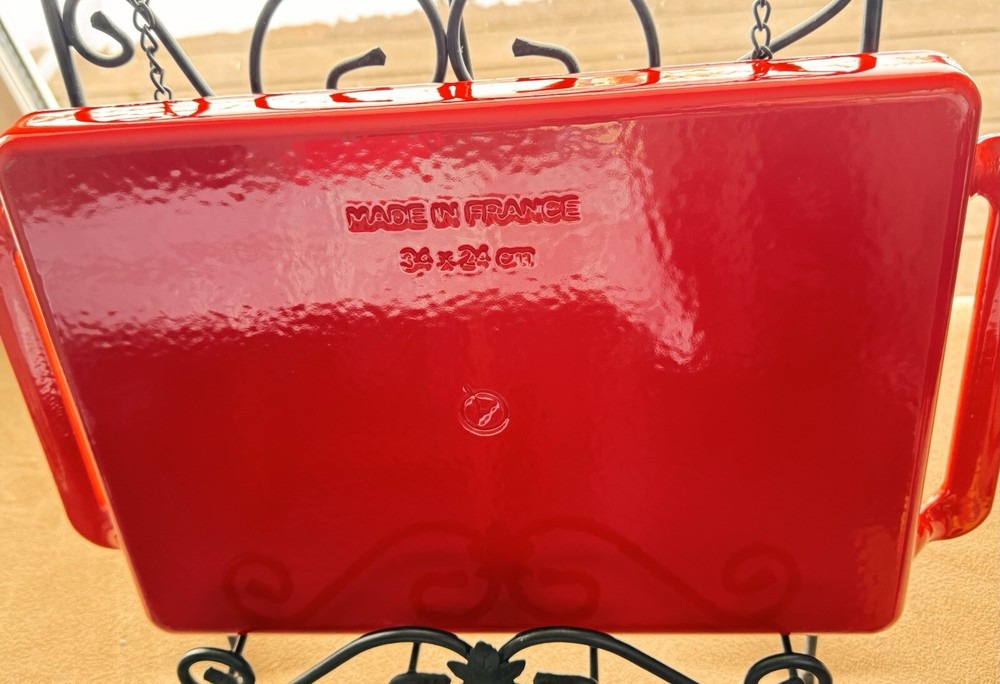 Cast iron griddle rectangularChasseur 16.5" x 9.75" in Beautiful Red Heavy Duty