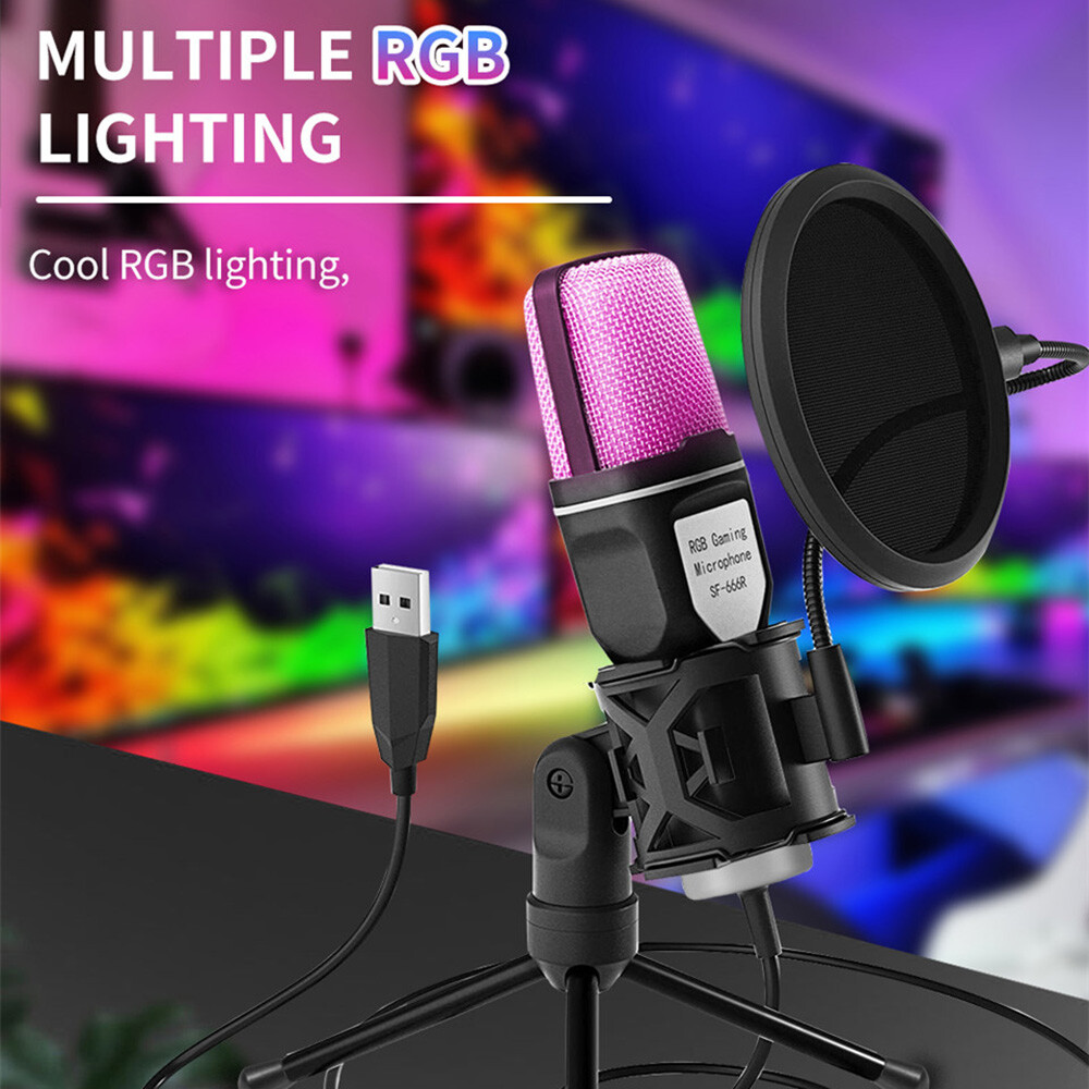 Desktop Condenser Microphone Mic Kit Broadcasting Studio Recording for PC Laptop