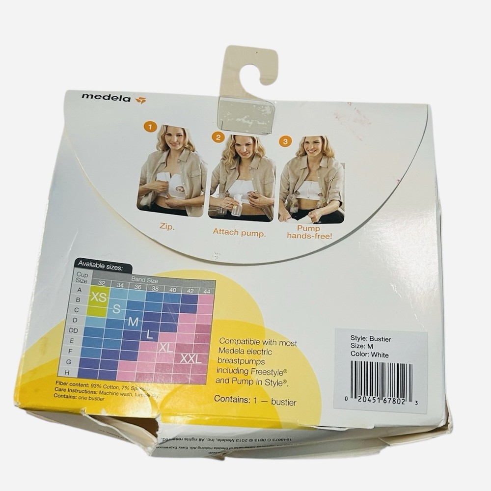 NEW Medela Easy Expression Bustier White Size Medium Hands Free Pumping