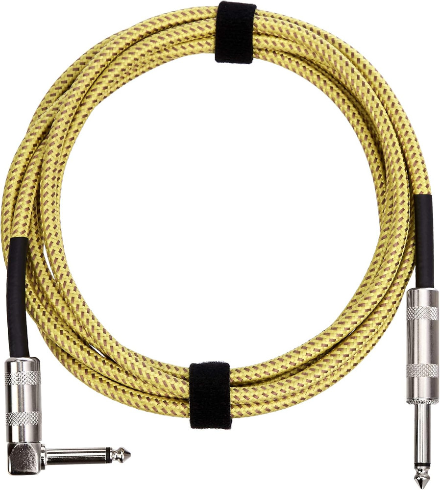 TS 1/4 Inch Guitar Cable, Tweed Cloth Jacket Right-Angle Instrument Cable for El