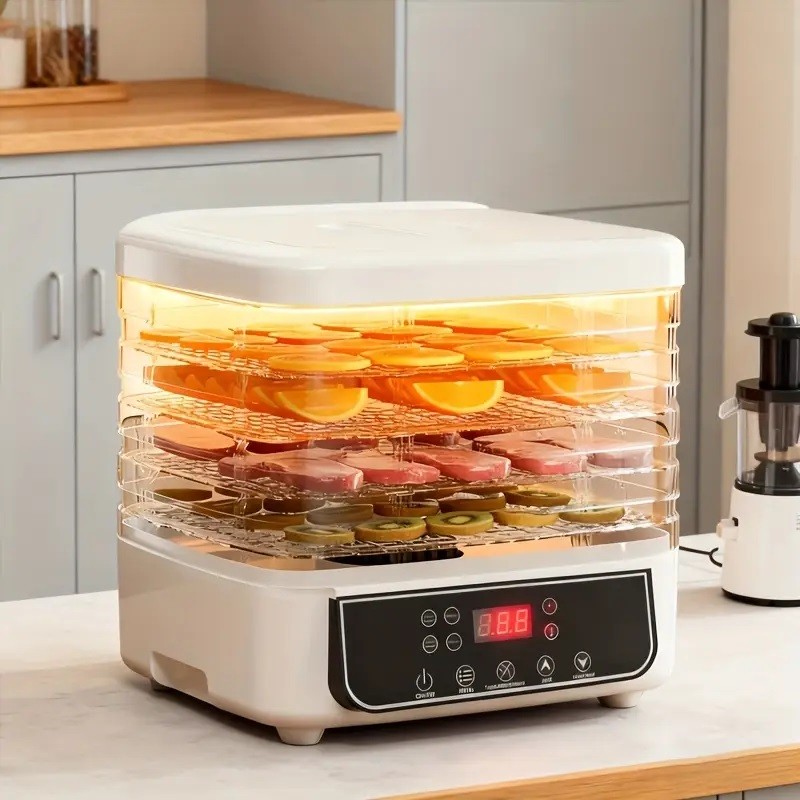 🏆Food Dehydrator Machine 5 Trays Stackable Fruit Dryer Adjustable Temperature
