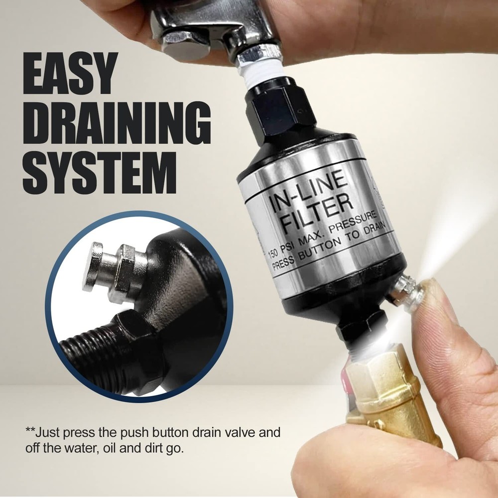 Air Compressor Water Separator, Heavy Duty Air Compressor Filter provides Cle...