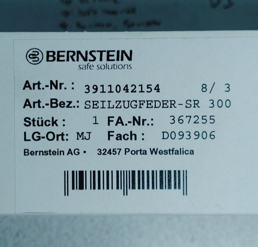 BERNSTEIN 391.104.2154 SAFETY CABLE SPRING NEW!! QUANTITY!! WOW!!