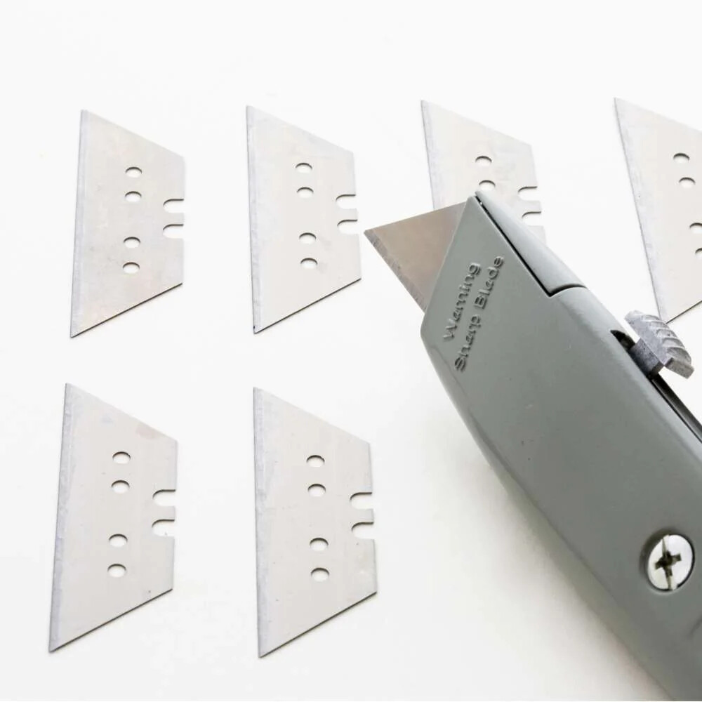 4-Hole Replacement Utility Razor Blades 8 Pack Standard Trapezoid Box Cutter