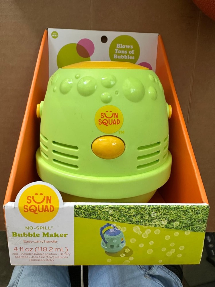 Sun Squad No Spill Bubble Maker Easy Carry Handle - New