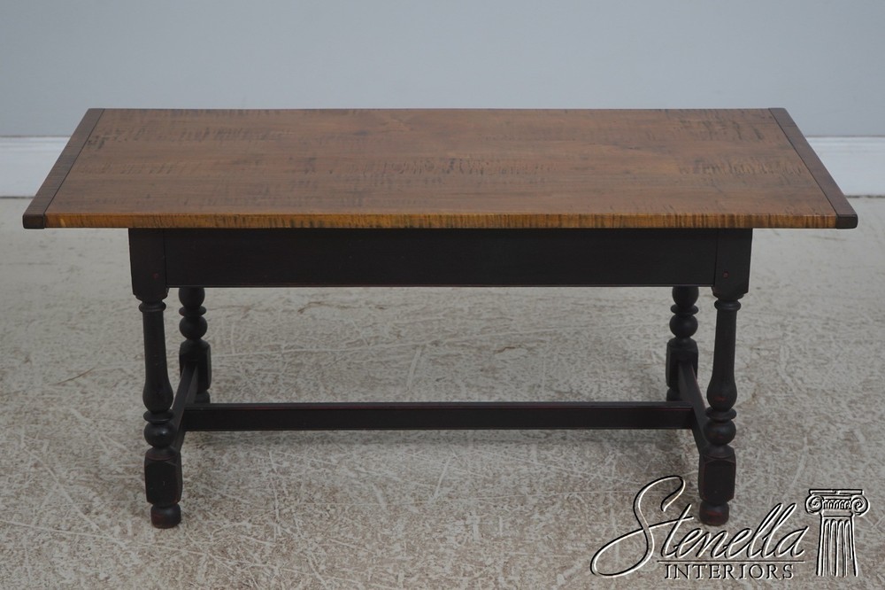72585: Tiger Maple Top Black Base Coffee Table