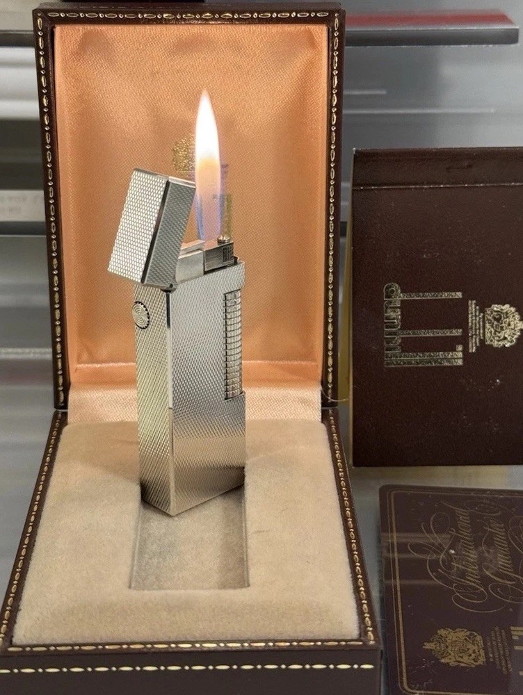 Vintage Dunhill Rollagas Silver Plated Lighter Boxed
