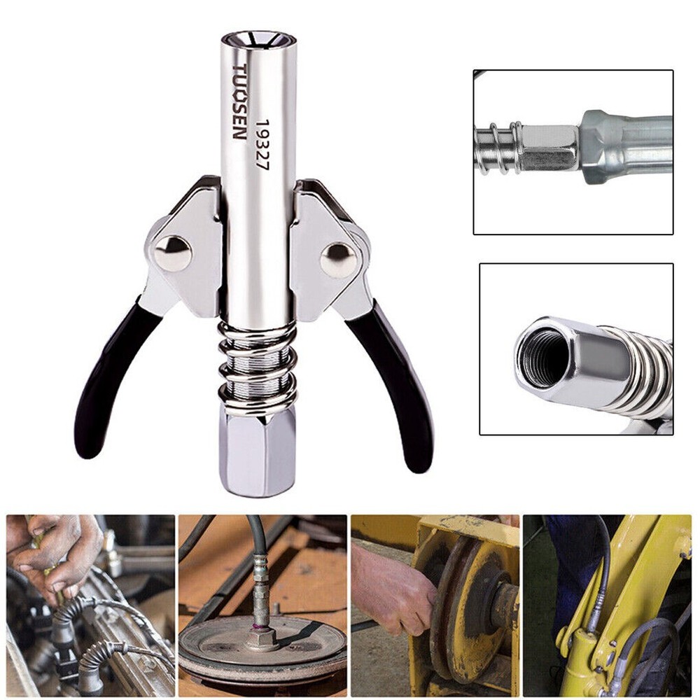 High Pressure Grease Gun Coupler Double Handle Quick Release Lock Oil Nozzles