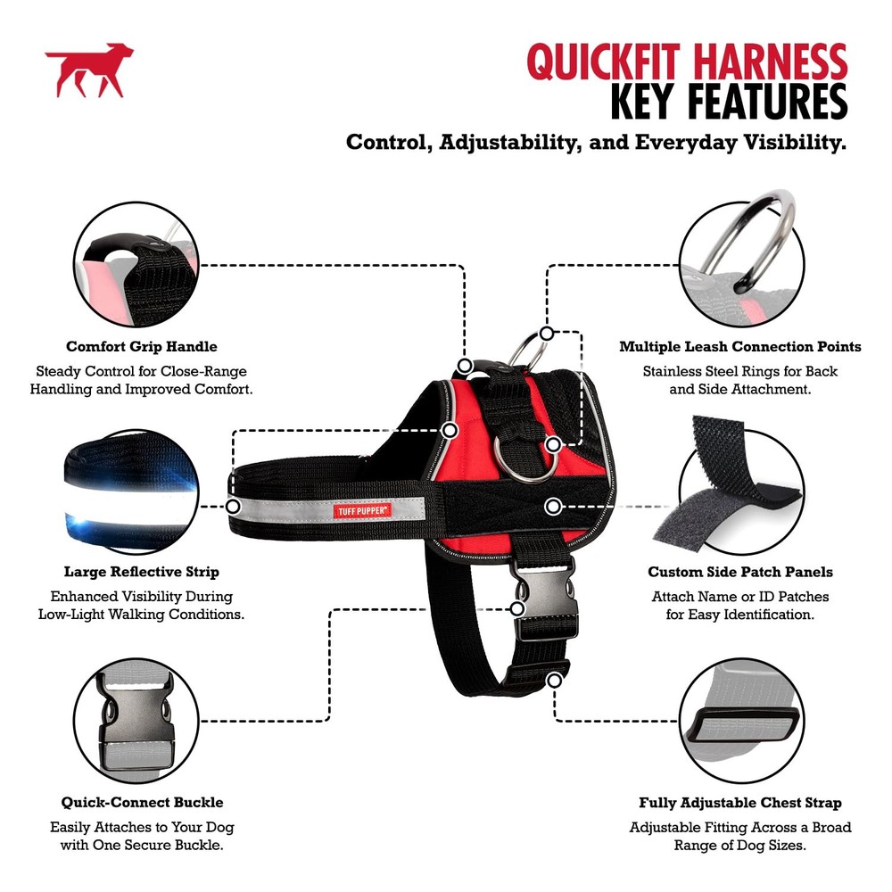 Fast Fit Harness for Medium Dogs | No Pull No Choke, Escape-Proof | Rugged Pa...