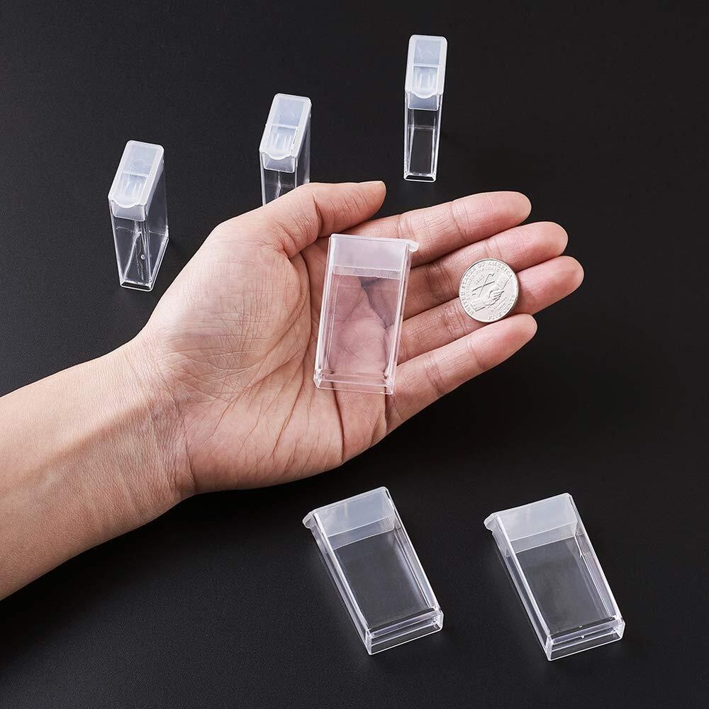 100Pcs Plastic Flip Top Seed Bead Small Storage Containers 2x1 Rectangle