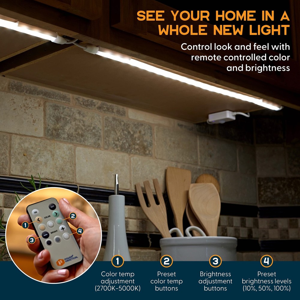 Under Cabinet Light Kit for Kitchen - 6 Lighting Strips, Power Supply, Motion...