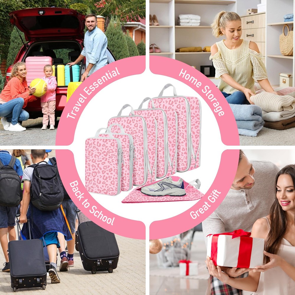 6 Set Compression Packing Cubes, Suitcase Organizer, Lightweight Travel Essen...