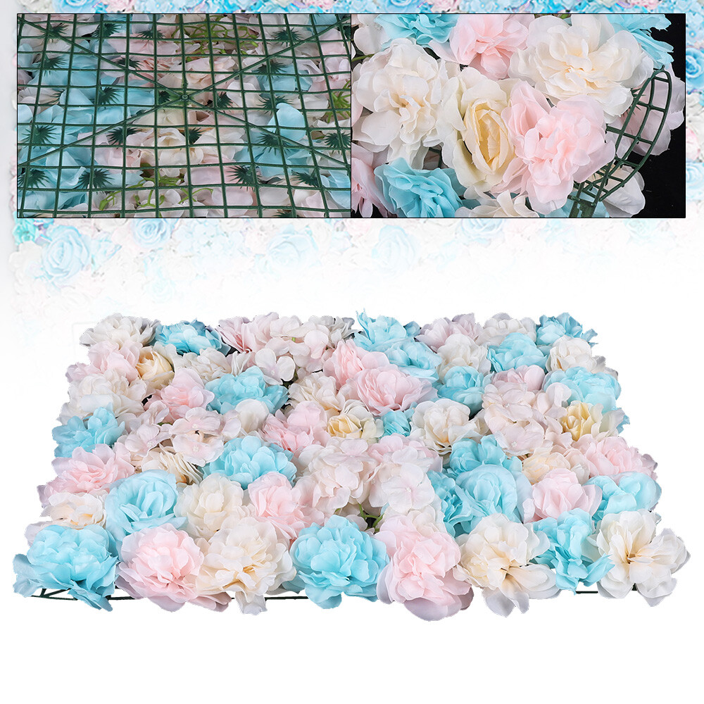 12PCS Artificial Flower Wall Panel White Hydrangea Rose Wedding Backdrop Decor