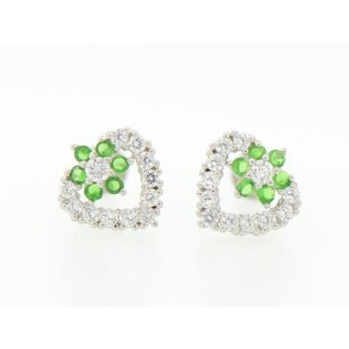14K White Gold Heart Shape CZ Stud Earrings