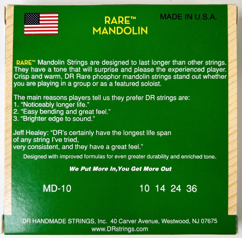 DR Strings MD-10 Rare Mandolin Light Phosphor Bronze Strings 10-36