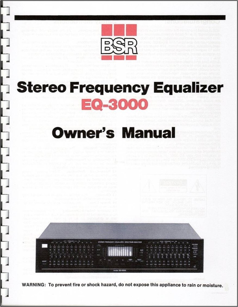 BSR EQ-3000 Stereo Frequency Equalizer Owner's Manual