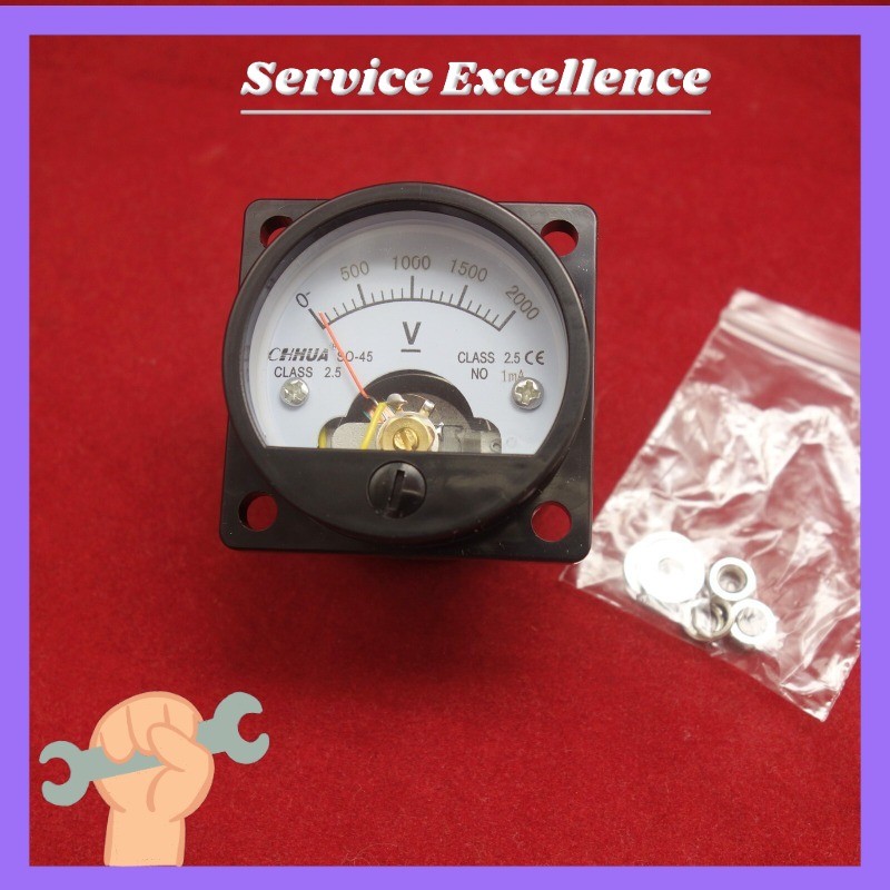 1PCS DC 0- 2000V Analog Voltmeter Analogue Voltage panel meter SO45 2000V/1mA