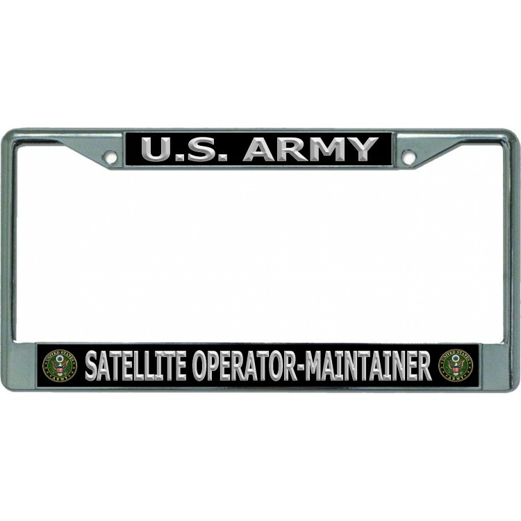 army satellite operator maintainer logo chrome license plate frame usa made